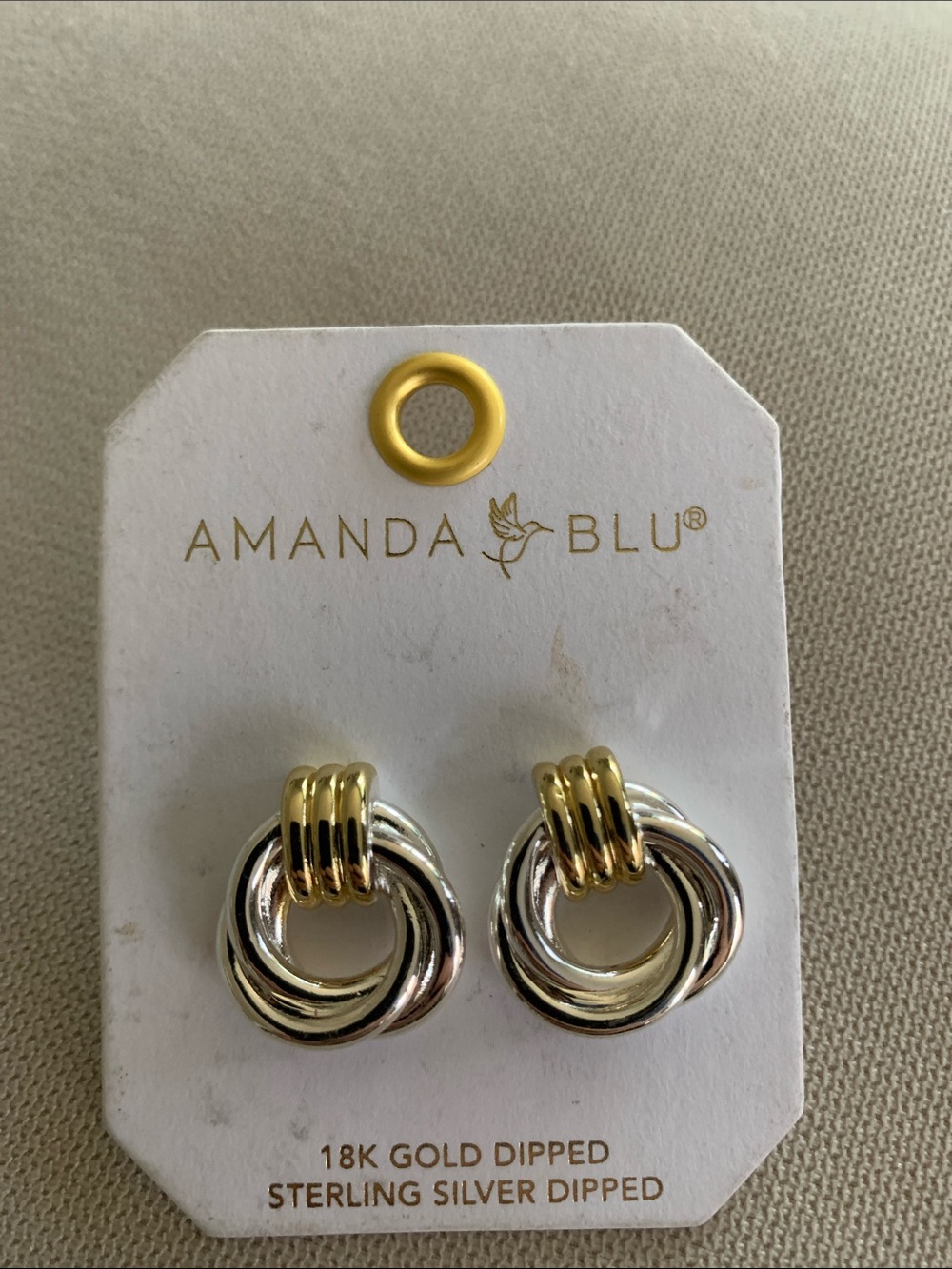 Amanda Blu Two-Tone Interlocking Hoop Drop Earrings - Gold & Silver